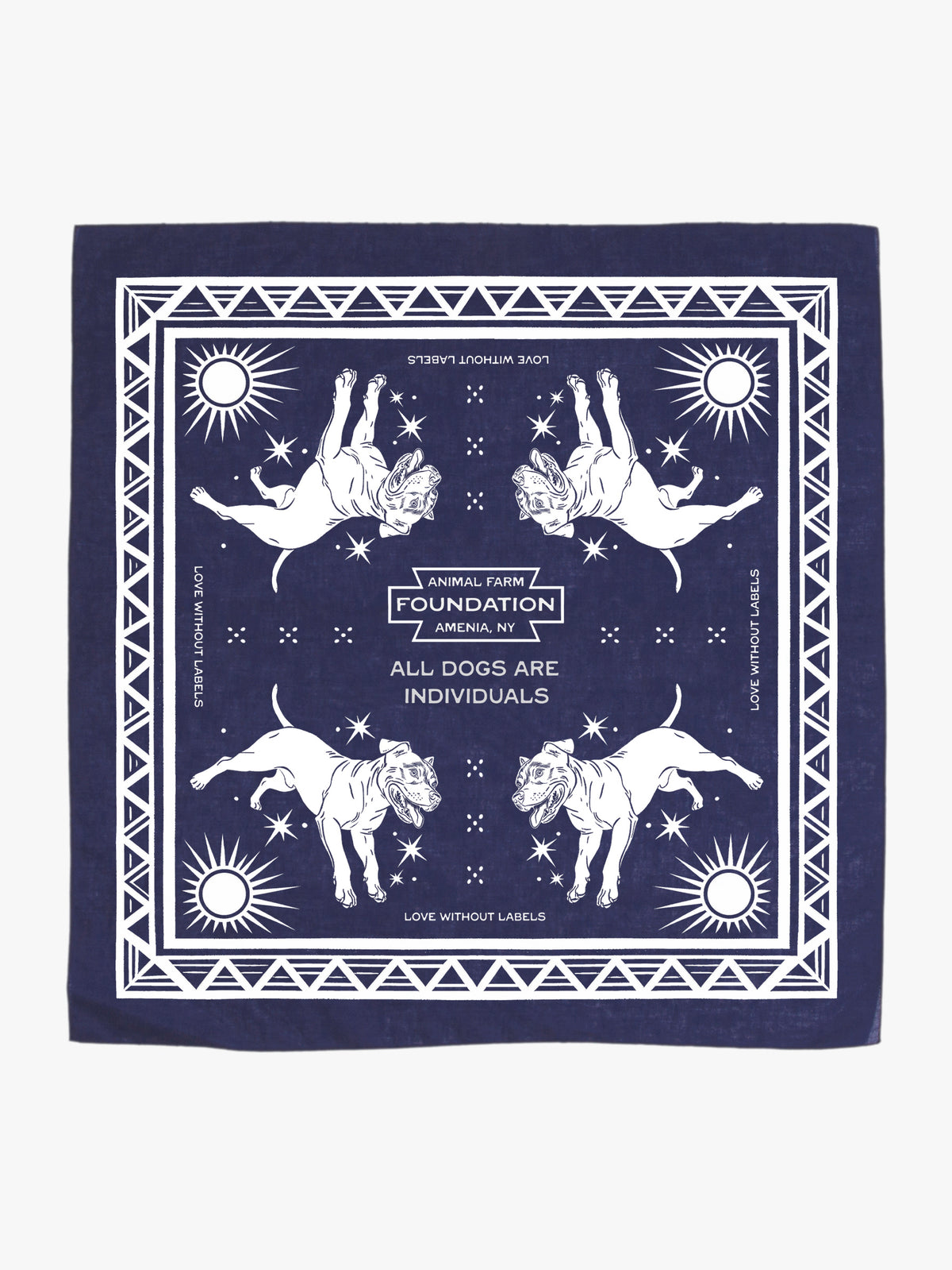 Love Without Labels Bandana (White Ink) by Animal Farm Foundation